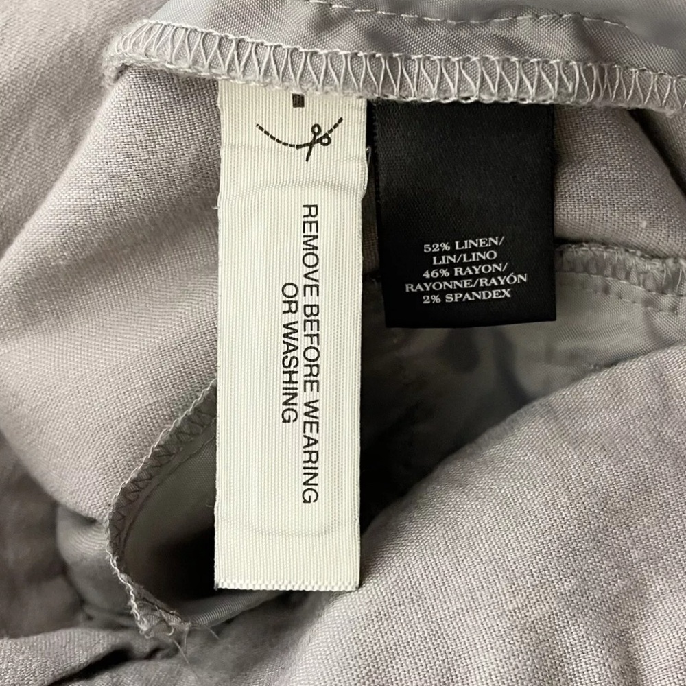 Ann Taylor Ankle Trouser Pants Size 8 Linen Blend Hook & Bar Zipper Closure Gray - Picture 8 of 9